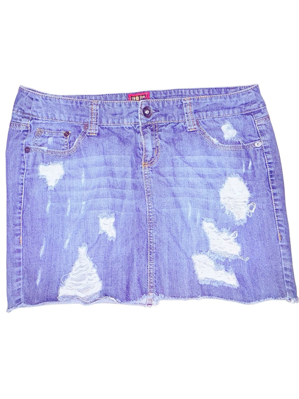 Torrid Deep Blue Distressed Denim Mini Skirt